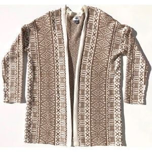 Old Navy Fair Isle Jacket Women S Cardigan Sweater Open Front Casual Camel Cream